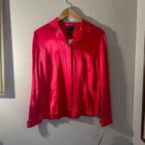 Vintage City Silk Pink Azalea 100% Silk Button Down Blouse NWT Medium